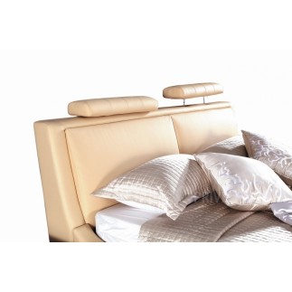 Lit en cuir italien de luxe LIVOURNE 180x200, beige.