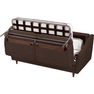 Canapé 3 places convertible en tissu de luxe HANS, chocolat