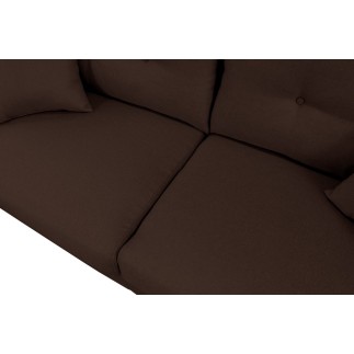 Canapé 3 places convertible en tissu de luxe HANS, chocolat