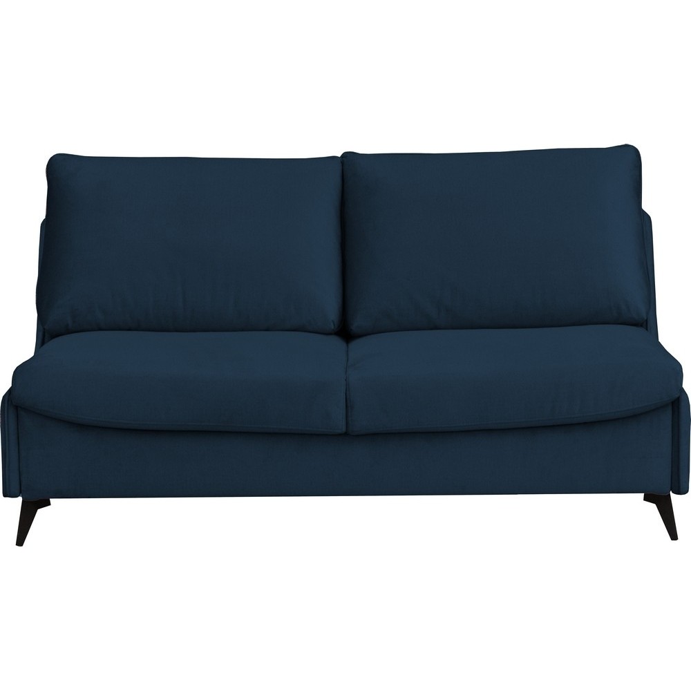 Canapé 3 places convertible en velours de luxe BOGAR, bleu foncé