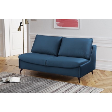 Canapé 3 places convertible en velours de luxe BOGAR, bleu foncé