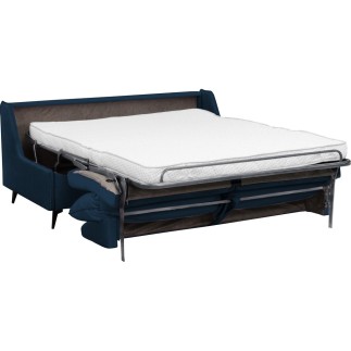 Canapé 3 places convertible en velours de luxe BOGAR, bleu foncé