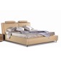 Lit en cuir italien de luxe LIVOURNE 140x190, beige.