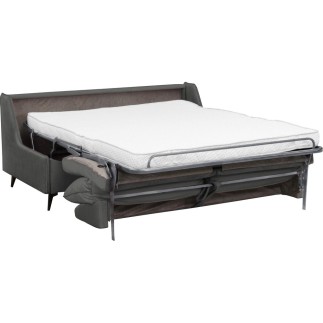 Canapé 3 places convertible en velours de luxe BOGAR, gris foncé