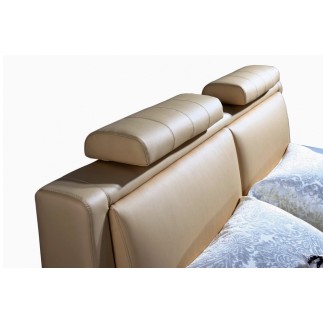 Lit en cuir italien de luxe LIVOURNE 140x190, beige.