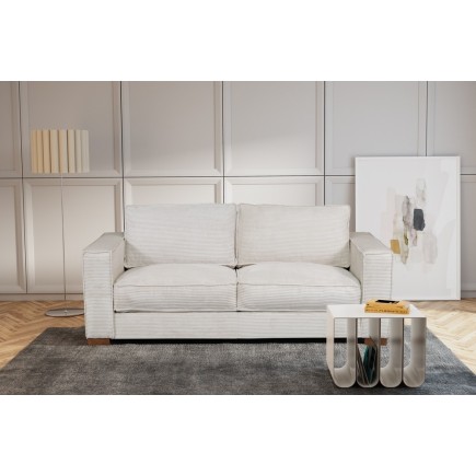 Canapé 3 places convertible en velours cottelé de luxe TEX, beige clair