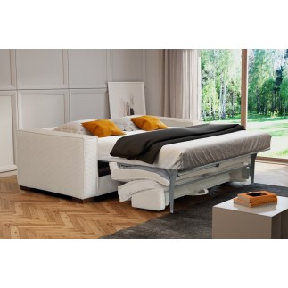 Canapé 3 places convertible en velours cottelé de luxe TEX, beige clair
