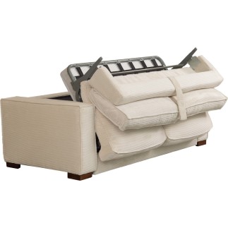 Canapé 3 places convertible en velours cottelé de luxe TEX, beige clair