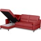 Canapé d'angle convertible en cuir italien luxe 5 places, FARINI, coffre, rouge, angle gauche Canapé d'angle convertible en cuir italien luxe 5 places, FARINI, coffre, rouge, angle gauche