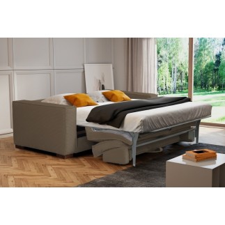 Canapé 3 places convertible en velours cottelé de luxe TEX, marron