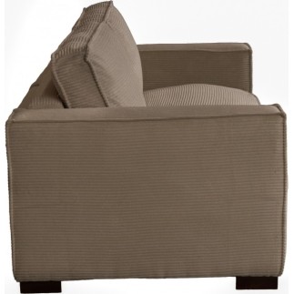Canapé 3 places convertible en velours cottelé de luxe TEX, marron