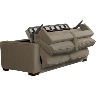 Canapé 3 places convertible en velours cottelé de luxe TEX, marron