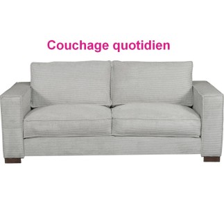 Canapé 3 places convertible en velours cottelé de luxe TEX, gris clair