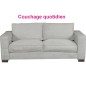 Canapé 3 places convertible en velours cottelé de luxe TEX, gris clair