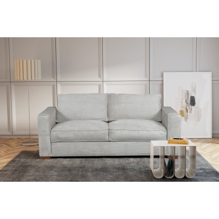 Canapé 3 places convertible en velours cottelé de luxe TEX, gris clair