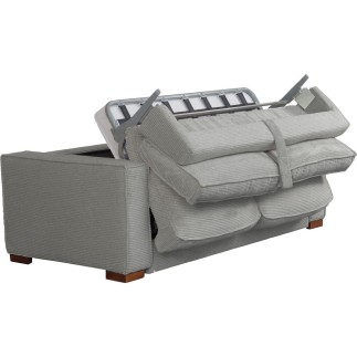 Canapé 3 places convertible en velours cottelé de luxe TEX, gris clair