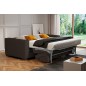 Canapé 3 places convertible en velours cottelé de luxe TEX, chocolat