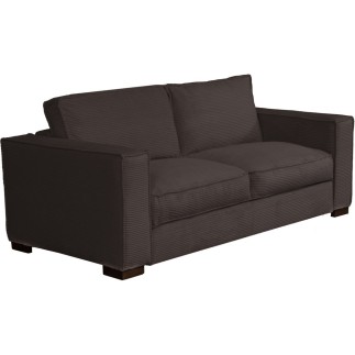 Canapé 3 places convertible en velours cottelé de luxe TEX, chocolat