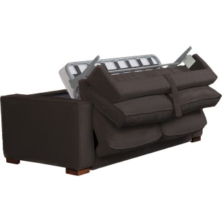 Canapé 3 places convertible en velours cottelé de luxe TEX, chocolat