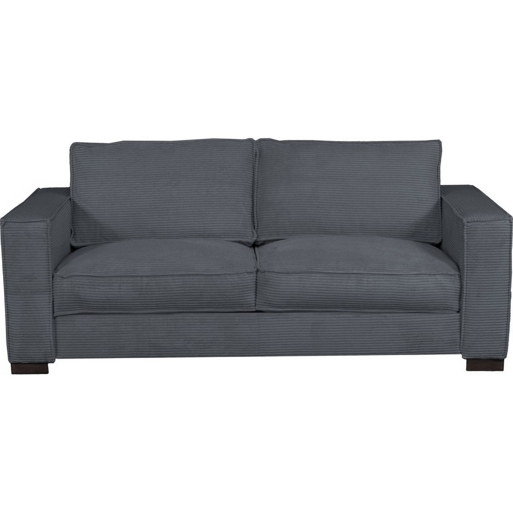 Canapé 3 places convertible en velours cottelé de luxe TEX, gris foncé