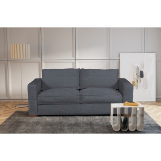 Canapé 3 places convertible en velours cottelé de luxe TEX, gris foncé