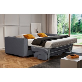 Canapé 3 places convertible en velours cottelé de luxe TEX, gris foncé