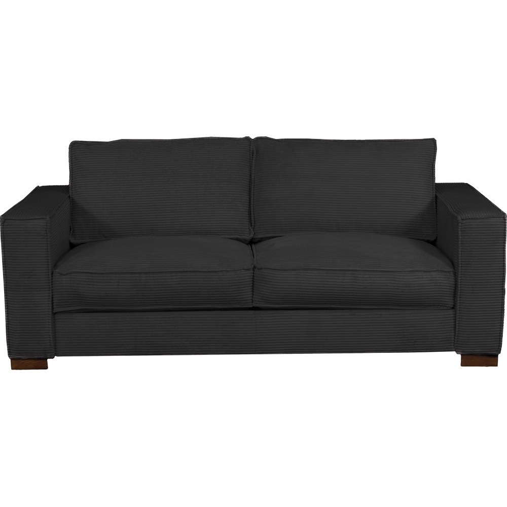 Canapé 3 places convertible en velours cottelé de luxe TEX, noir