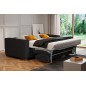 Canapé 3 places convertible en velours cottelé de luxe TEX, noir