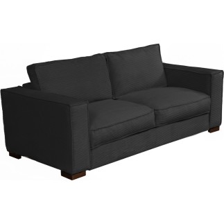 Canapé 3 places convertible en velours cottelé de luxe TEX, noir