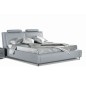 Lit en cuir italien de luxe LIVOURNE 140x190, gris clair.