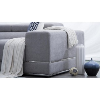 Canapé d'angle GOLDY en tissu haut de gamme, 6/7 places, gris