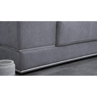 Canapé d'angle GOLDY en tissu haut de gamme, 6/7 places, gris