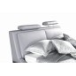 Lit en cuir italien de luxe LIVOURNE 140x190, gris clair.