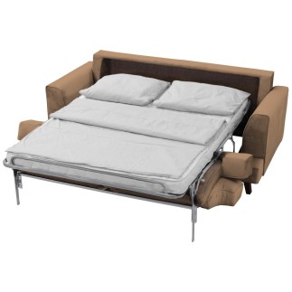 Canapé 3 places convertible en velours de luxe INDY, marron