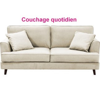 Canapé 3 places convertible en velours de luxe INDY, beige clair