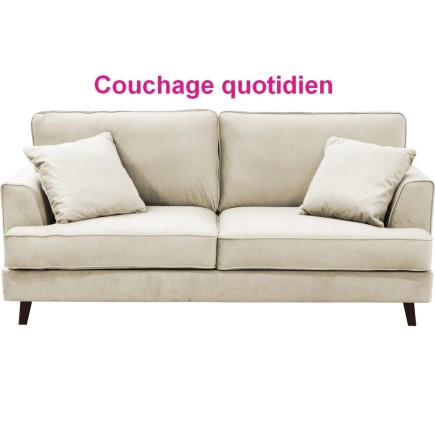Canapé 3 places convertible en velours de luxe INDY, beige clair
