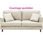 Canapé 3 places convertible en velours de luxe INDY, beige clair