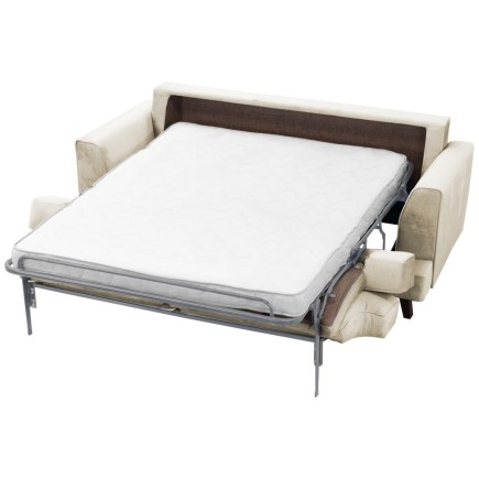 Canapé 3 places convertible en velours de luxe INDY, beige clair