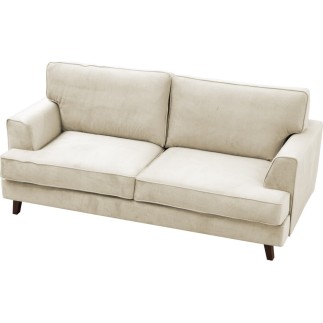 Canapé 3 places convertible en velours de luxe INDY, beige clair