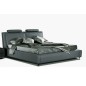 Lit en cuir italien de luxe LIVOURNE 160x200, gris foncé.