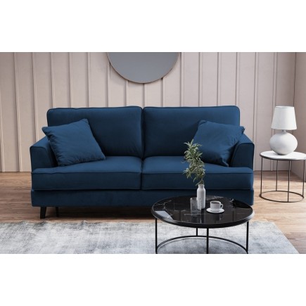 Canapé 3 places convertible en velours de luxe INDY, bleu foncé