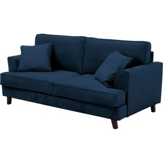 Canapé 3 places convertible en velours de luxe INDY, bleu foncé