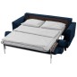 Canapé 3 places convertible en velours de luxe INDY, bleu foncé