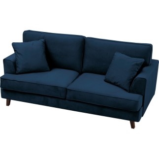 Canapé 3 places convertible en velours de luxe INDY, bleu foncé