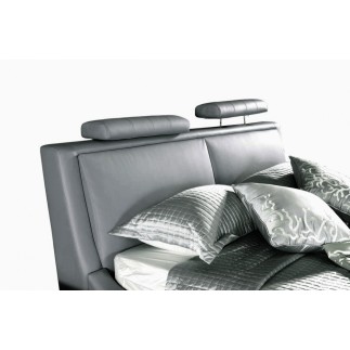 Lit en cuir italien de luxe LIVOURNE 160x200, gris foncé.
