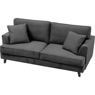 Canapé 3 places convertible en velours de luxe INDY, gris foncé
