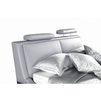 Lit en cuir italien de luxe LIVOURNE 160x200, gris clair.