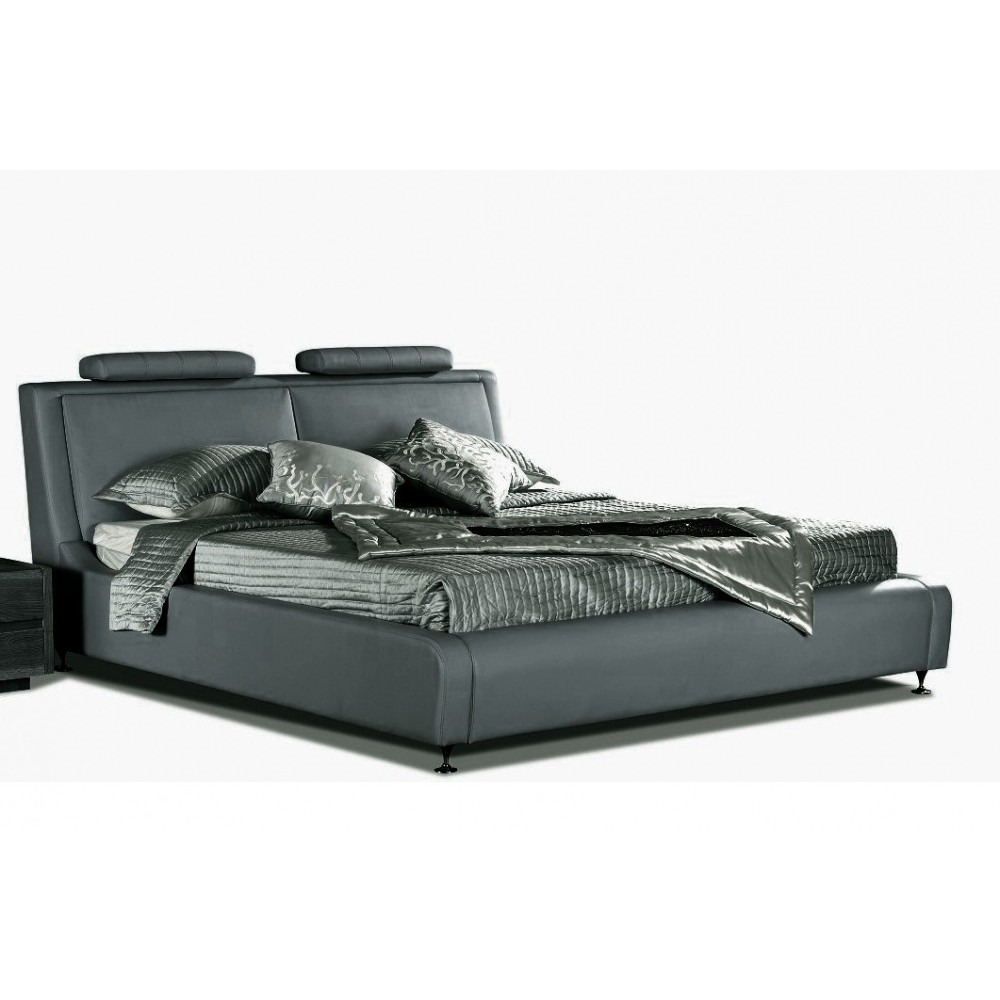 Lit en cuir italien de luxe LIVOURNE 180x200, gris foncé.
