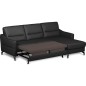 Canapé d'angle convertible en cuir italien luxe 5 places, FARINI, coffre, noir, angle droit Canapé d'angle convertible en cuir italien luxe 5 places, FARINI, coffre, noir, angle droit