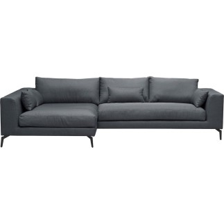 Canapé d'angle en tissu luxe 5 places, BERGAMO, gris foncé, angle gauche (vu de face)